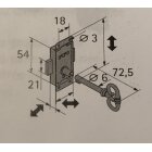 HETTICH Aufschraubschloss, 31 x 75 x 10 mm, vermessingt