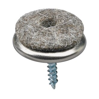 HETTICH Parkettgleiter zum Anschrauben, Ø 24 mm, Filz/Stahl vernickelt, grau