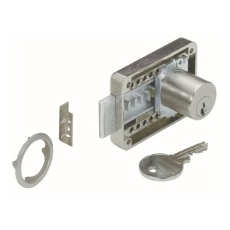 Hettich Zylinder-Aufschraubschloss, vernickelt, Dornmaß verstellbar