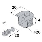 HETTICH Verbindungsbeschlag, Ø 20mm, 20 x 12,5mm, vernickelt, 8 Stück