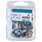 HETTICH Verbindungsbeschlag, Ø 20mm, 20 x 12,5mm, vernickelt, 8 Stück