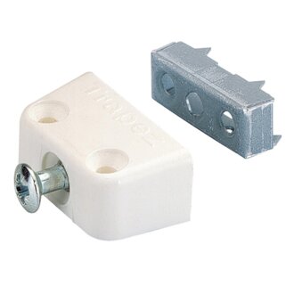 HETTICH Aufschraub-Verbindungsbeschlag Trapez, 15,8 x 40 x 20,5 mm, Kunststoff, Stahl, verzinkt, weiß, 8 Stück