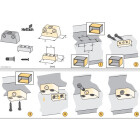 Aufschraub-Verbindungsbeschlag Trapez, 15,8 x 40 x 20,5 mm, Kunststoff, Stahl, verzinkt, weiß, 8 Stück