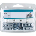 Aufschraub-Verbindungsbeschlag Trapez, 15,8 x 40 x 20,5 mm, Kunststoff, Stahl, verzinkt, weiß, 8 Stück