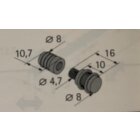 HETTICH Glasbodenträger mit Gummiring, 8mm, 8 Stück
