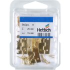 HETTICH Schmales Scharnier, 25 x 15 x 0,8 mm, Stahl, vermessingt 8 Stück