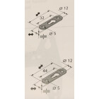 Universalaufhänger für Linsenkopfschrauben, 62 x 19 x 2 mm, Stahl, 2 Stück