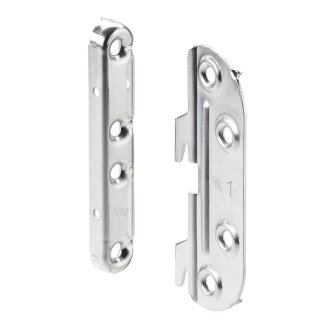 HETTICH Bettbeschlag zum Verbinden von Seiten- und Kopfteilen, 54 x 100 x 1,2mm, 2 Sets (2x links, 2x rechts)