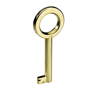 Buntbart-Schlüssel, 65 x 4 mm, Stahl, vermessingt