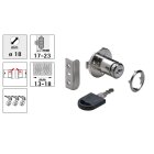 HETTICH Zylinder-Klappenschloss, Zylinder Ø 18mm, Flansch Ø 35mm, Türstärke 13 - 18mm