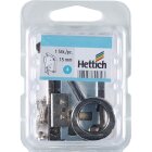 HETTICH Aufschraubschloss 15mm vernickelt mit Schließblech und Schlüssel