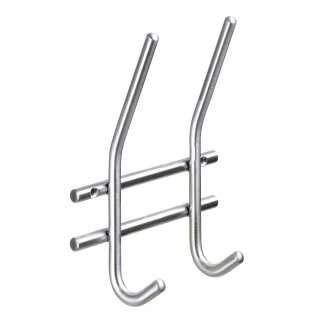 HETTICH Garderobenleiste, 2 Haken, 140 x 165 x 55 mm, Edelstahl matt