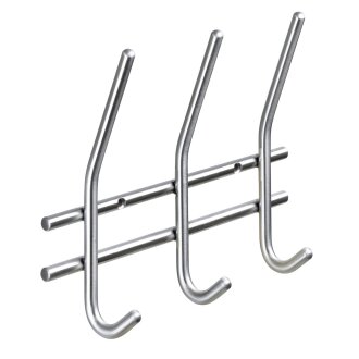 HETTICH Garderobenleiste, 3 Haken, 220 x 165 x 55 mm, Edelstahl matt