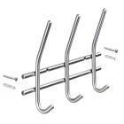HETTICH Garderobenleiste, 3 Haken, 220 x 165 x 55 mm, Edelstahl matt