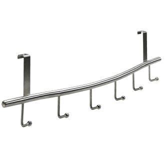 HETTICH Türhängegarderobe mit 6 Haken, Edelstahl matt, 595 x 170 x 90 mm