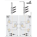 HETTICH Einbohrband 3-teilig, 16mm, verzinkt, 2 Stück