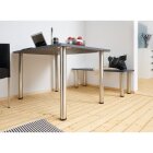 Hettich Möbelfuß/Tischbein, Edelstahl-Optik, Ø 60 x 700 - 730 mm höhenverstellbar, B-Ware Folie defekt/nicht vorhanden