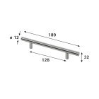 HETTICH Möbelgriff, BA128mm, Stahl, Edelstahl-Optik, 12 x 189 x 32mm