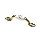 HETTICH Griff Porzellan mit Dekor vermessingt BA 76mm