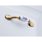 HETTICH Möbelgriff, BA76 mm, Keramik mit Dekor, vermessingt, 126,5 x 18 x 30 mm