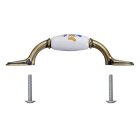 HETTICH Möbelgriff, BA76 mm, Keramik mit Dekor, vermessingt, 126,5 x 18 x 30 mm
