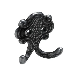 Hettich Mantelhaken, 58 x 69 x 26 mm, Zinkdruckguss brüniert, silberfarben