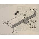 HETTICH Kleiderstange, 225 x 10 x 20mm, Aluminium, Kunststoff, silber