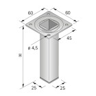 HETTICH Möbelfuß / Tischbein, chrom, 25 x 25 x...
