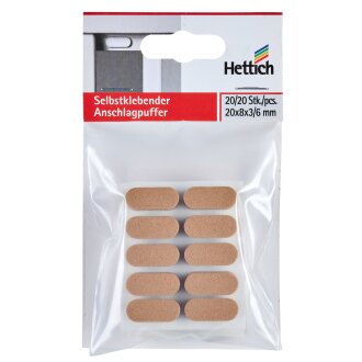 Hettich Selbstklebende Türdämpfer, 8 x 20 x 3 mm & 8 x 20 x 6 mm, 40 Stück