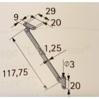 Hettich Mini-Klappenhalter, ohne Arretierung, 130 mm, Öffnungswinkel max. 90°, 1 Set