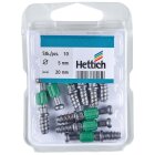 HETTICH Einschraubdübel für Rastex 15, Spannmaß 20 mm, Bohr-Ø 5 mm, 10 Stück