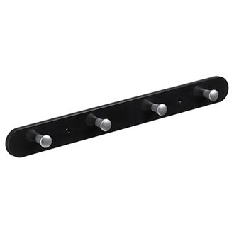 Garderobenleiste, 4 Haken, 380 x 40 x 30 mm, Kunststoff schwarz