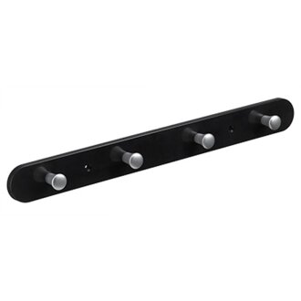 Hettich Garderobenleiste, 4 Haken, 380 x 40 x 30 mm, Kunststoff, schwarz