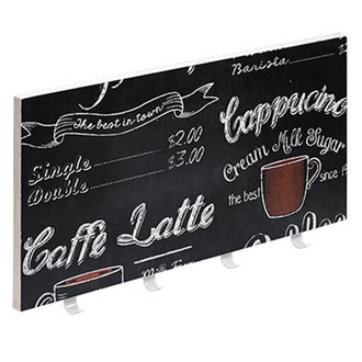 Motivgarderobe Coffee Shop mit 4 Haken