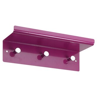 Hettich Garderobe/Schlüsselbrett/Hakenleiste 3 Haken mit Ablage, Metall pink, 300 x 100 mm