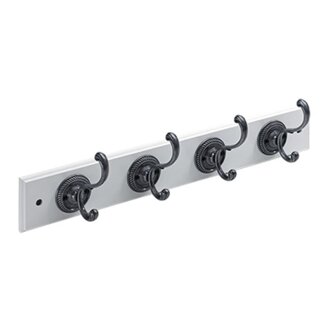 HETTICH Holzgarderobe, 4 Haken, Holz lackiert, weiß, silberfarben, 500x 80x 96mm