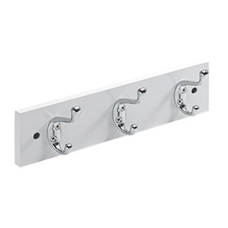 Holzgarderobe weiß lackiert mit 3 Haken B-Ware mit leichten Kratzern