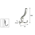 Hettich Hut- und Mantelhaken, 77 x 125 x 75 mm, Zinkdruckguss vernickelt
