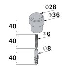 Türstopper zum Anschrauben, Ø 30/34,5 x 41 mm, Stahl, Edelstahl-Optik