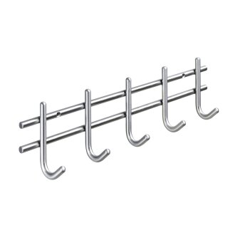 HETTICH Garderobenleiste, 5 Haken, 380 x 85 x 55 mm, Edelstahl matt
