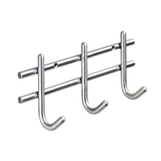 HETTICH Garderobenleiste 3 Haken, 220 x 85 x 55 mm, Edelstahl matt