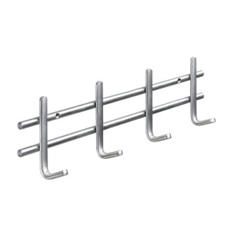 HETTICH Garderobenleiste 4 Haken, 355 x 85 x 45 mm, Edelstahl matt