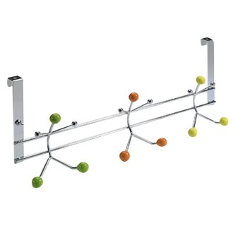 HETTICH Türhängegarderobe, 3 Haken,480 x 190 x 73 mm, Stahl, Porzellan verchromt