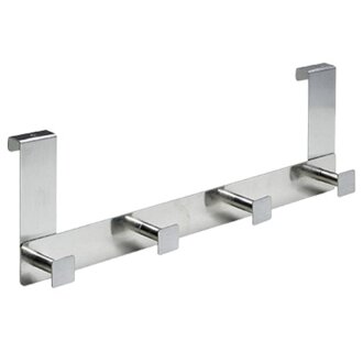 Hettich Türhängegarderobe, 4 Haken, 400 x 135 x 60 mm, Edelstahl matt, B-Ware leicht verkratzt