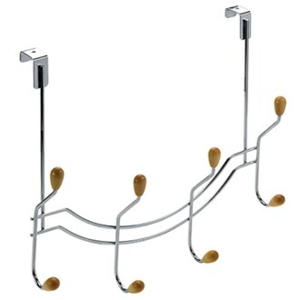 Hettich 4er Türhängegarderobe, verchromt/Buche