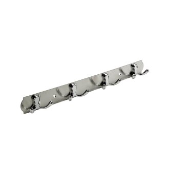 Hettich Hakenleiste, 4 Haken, 380 x 38 x 33 mm, Edelstahl, Zinkdruckguss verchromt