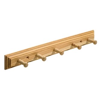 Hakenleiste, 5 Haken, 400 x 50 x 60 mm, Holz, Fichte lackiert
