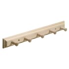 HETTICH 5er Hakenleiste, Fichte roh, 400 x 50 x 60mm