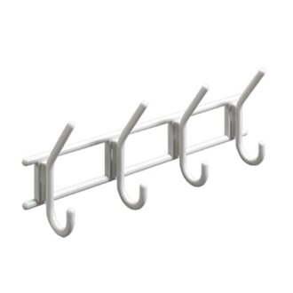 Hettich Garderobenleiste 4 Haken, Kunststoff, weiß, B-Ware leicht verkratzt