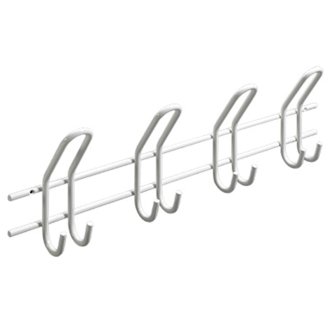 Garderobenleiste 4 Haken, 575 x 165 x 75 mm, Stahl, weiß, B-Ware